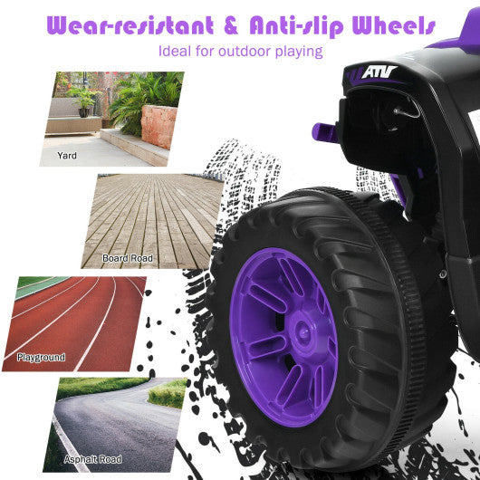 12V Kids Electric 4-Wheeler ATV Quad Ride On Car with LED Light-Purple