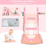 4-in-1 Foldable Baby Slide Toddler Climber Slide PlaySet with Ball-Pink