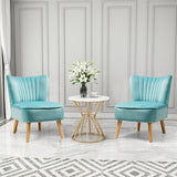 Modern Armless Velvet Accent Chair with Wood Legs-Green