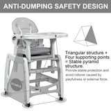 3-in-1 Baby High Chair with Lockable Universal Wheels-Gray