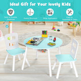 Wood Activity Kids Table and Chair Set with Center Mesh Storage for Snack Time and Homework-Green