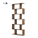 6 Tier S-Shaped Bookshelf Storage Display Bookcase Decor Z-Shelf -Coffee
