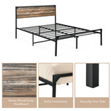 Platform Full/Queen Bed with Rustic Headboard and Footboard-Queen Size
