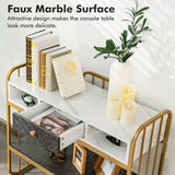Console Table with Drawer Storage Shelf Wide Tabletop-White