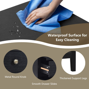 Nightstand Beside End Side Table Organizer with 3 Drawers-Black