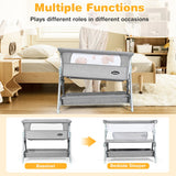 Adjustable Baby Bedside Crib with Large Storage-Gray