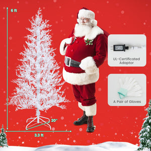 6 Feet Artificial Xmas Tree with 383 PE Branch Tips and 300 LED Lights