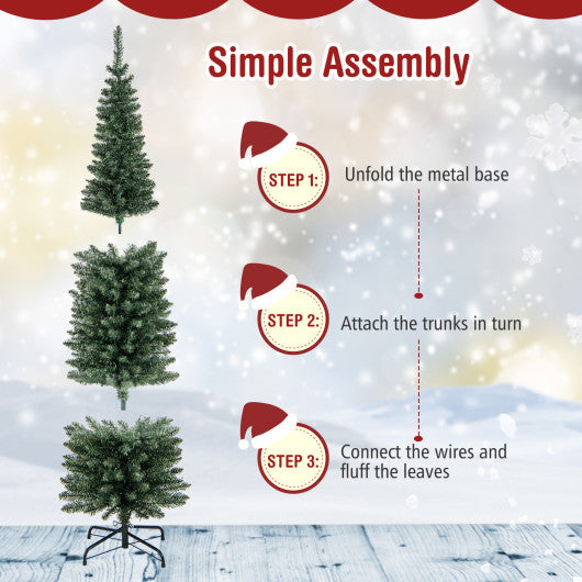 5/6/7/8/9 Feet Pre-lit Pencil Artificial Christmas Tree with 150/180/200//300/400 Warm White LED Lights-6 ft