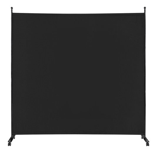 6 Feet Single Panel Rolling Room Divider with Smooth Wheels