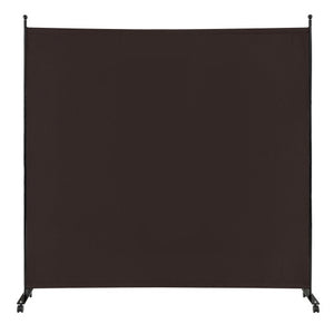 6 Feet Single Panel Rolling Room Divider with Smooth Wheels-Brown