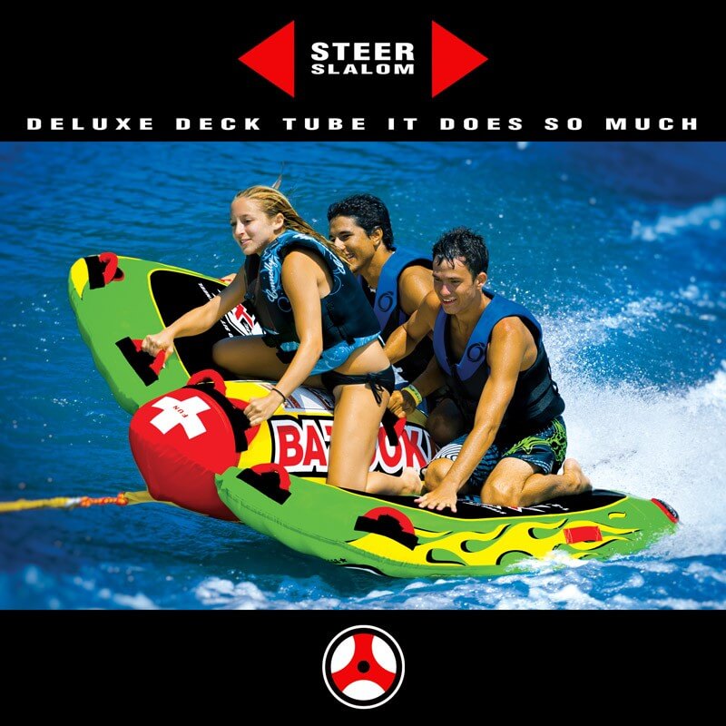 WOW Sports Big Bazooka 1-4 Person Steerable Towable Water Tube For Pool and Lake by Jupiter Gear