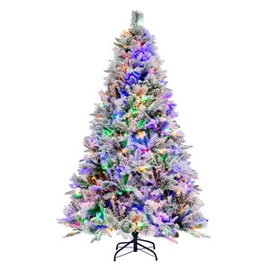 4.5/6/7 Feet Artificial Xmas Tree with Pine Needles and LED Lights-6 ft