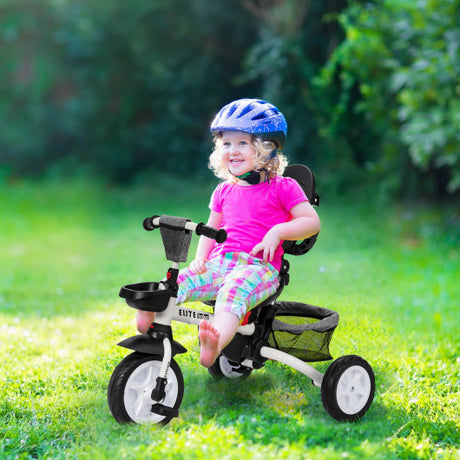 6-in-1 Detachable Kids Baby Stroller Tricycle with Canopy and Safety Harness-Gray
