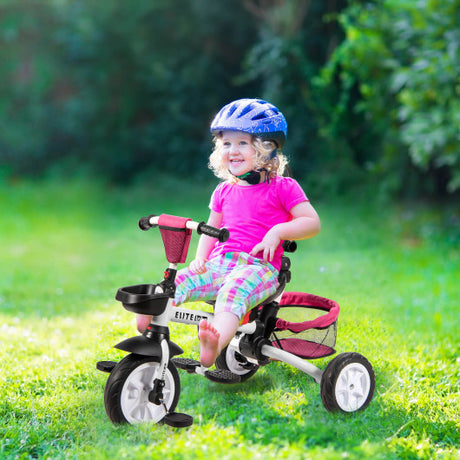 6-in-1 Detachable Kids Baby Stroller Tricycle with Canopy and Safety Harness-Pink
