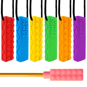 Sensory Brick Chew Necklace - Includes Bonus Pencil Topper by Senso Minds