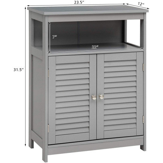 Wood Freestanding Bathroom Storage Cabinet with Double Shutter Door-Gray