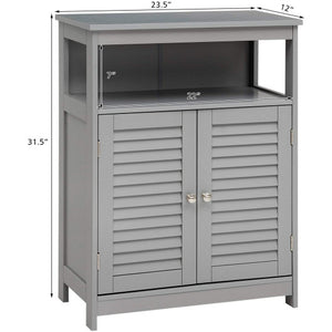 Wood Freestanding Bathroom Storage Cabinet with Double Shutter Door-Gray