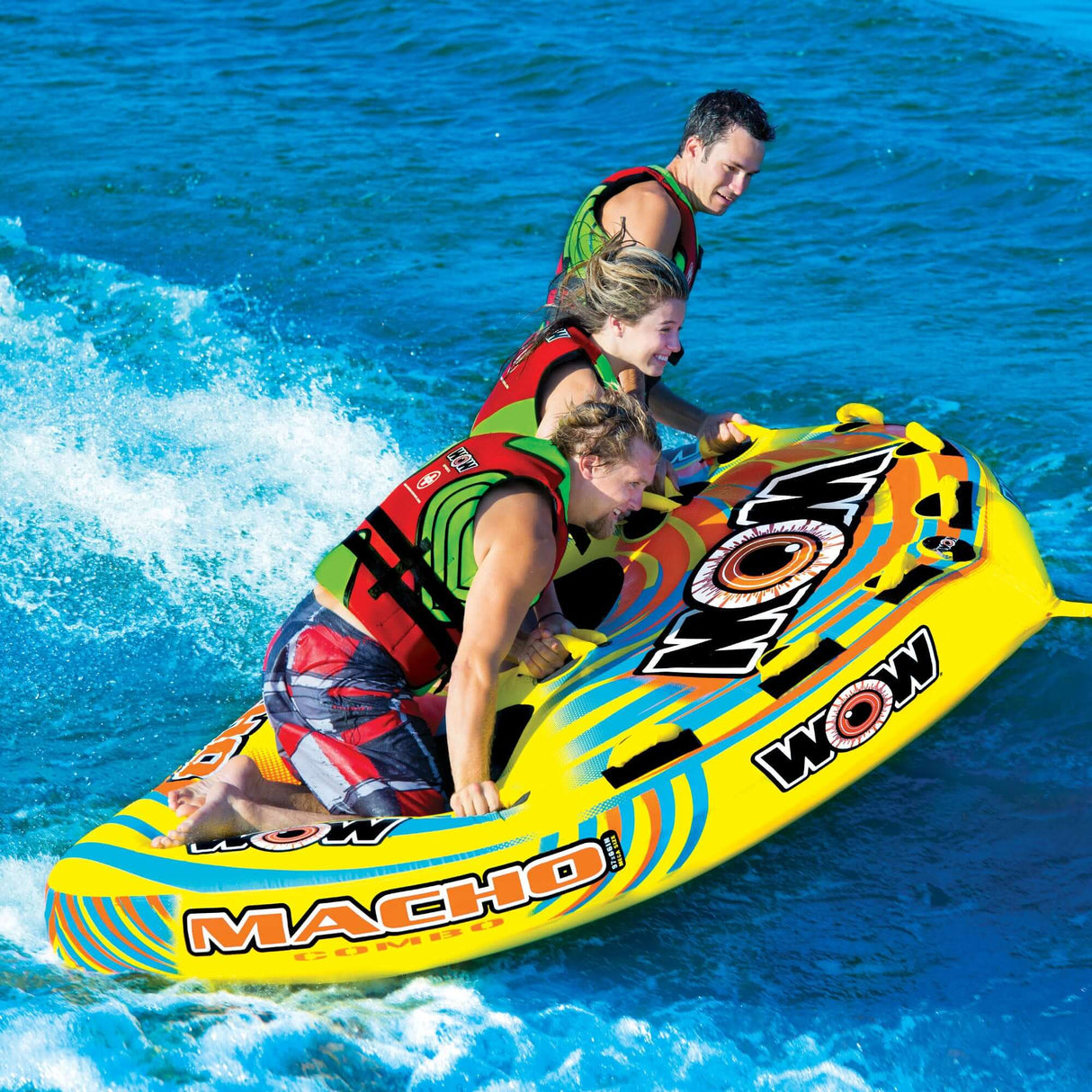 WOW Sports Macho 1-3 Person Towable Water Tube For Pool and Lake (16-1030) by Jupiter Gear