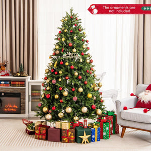 5/6/7 Feet Pre-lit Artificial Christmas Tree with Branch Tips and LED Lights-7 ft