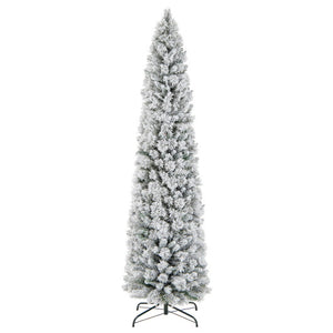 4.5/6/7 Feet Christmas Tree with 258 Branch Tips and 100 Incandescent Lights-Flocked and Slim-7 ft