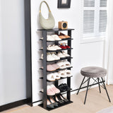 7-Tier Dual Shoe Rack Free Standing Shelves Storage Shelves Concise-Black