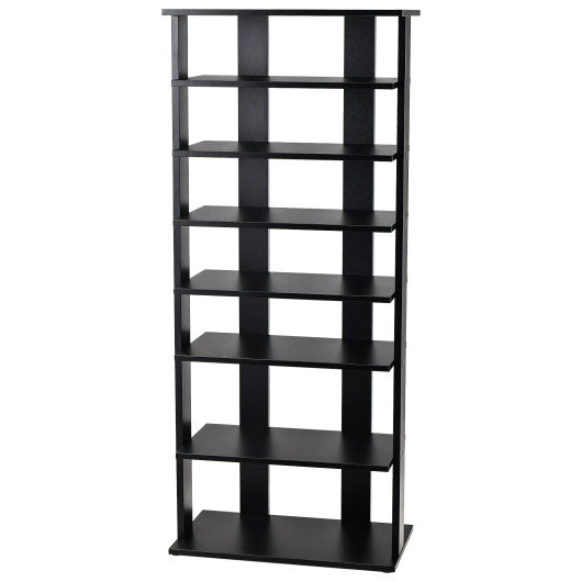 7-Tier Dual Shoe Rack Free Standing Shelves Storage Shelves Concise-Black