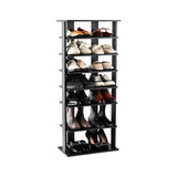 7-Tier Dual Shoe Rack Free Standing Shelves Storage Shelves Concise-Black