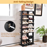 7-Tier Dual Shoe Rack Free Standing Shelves Storage Shelves Concise-Black