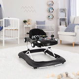 2-in-1 Foldable Baby Walker with Music Player and Lights-Black