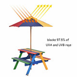 4 Seat Kids Picnic Table with Umbrella
