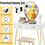 Industrial Makeup Dressing Table with 3 Lighting Modes-White