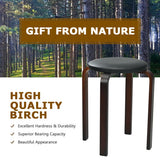 Set of 4 Bentwood Round Stool Stackable Dining Chairs with Padded Seat-Black