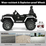 12 V Kids Ride On Truck with Remote Control and Double Magnetic Door-Black & White
