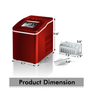 Portable Countertop Ice Maker Machine with Scoop-Red