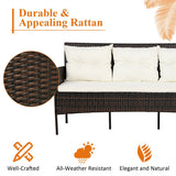 3 Pieces Patio Furniture Sectional Set with 5 Cozy Seat and Back Cushions-White