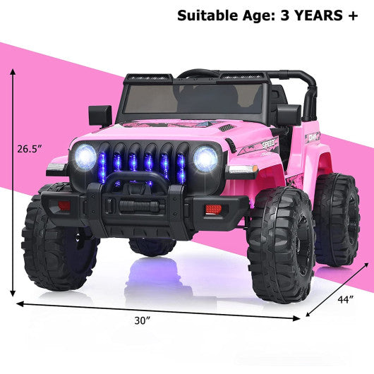 12V Kids Ride-on Jeep Car with 2.4G Remote Control-Pink