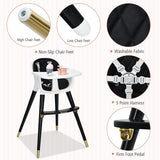 3-In-1 Adjustable Baby High Chair with Soft Seat Cushion for Toddlers-Black