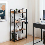 4 -Tier Industrial Open Storage Bookshelf-Coffee