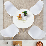 5 Pieces Table Set With Solid Wood Leg For Dining Room-White