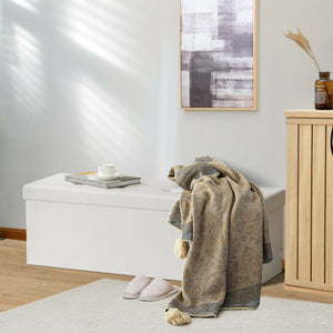 45 Inches Large Folding Ottoman Storage Seat-White