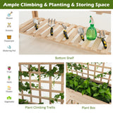 Costway Raised Garden Bed Elevated Wooden Planter Box with Trellis