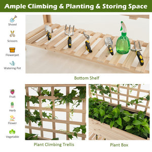 Costway Raised Garden Bed Elevated Wooden Planter Box with Trellis