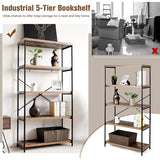 Multipurpose Open Bookcase Industrial Rack Wide Standing Storage Shelf-Brown