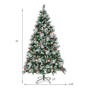 7 Feet Pre-Lit Artificial Christmas Tree with 300 Lights and 1116 Branches