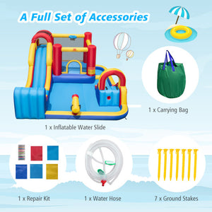 7 in 1 Outdoor Inflatable Bounce House with Water Slides and Splash Pools without Blower