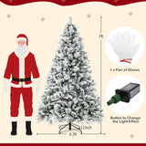 4.5/6/7 Feet Artificial Xmas Tree with Pine Needles and LED Lights-7 ft