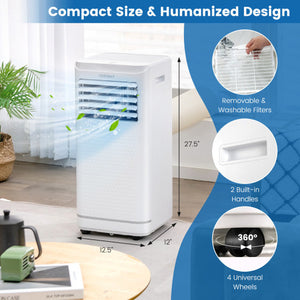 8000 BTU Portable Air Conditioner with Dehumidifier and Fan Mode