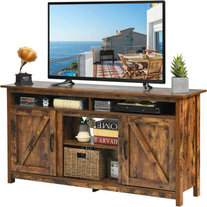 60€�Industrial TV Stand Entertainment Center with Shelve and Cabinet-Brown