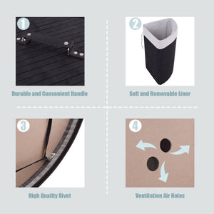 Corner Bamboo Hamper Laundry Basket-Black