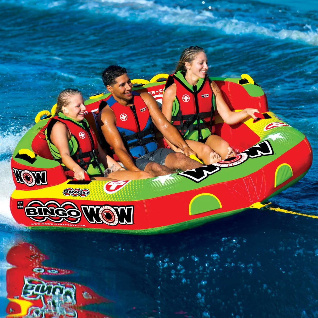 WOW Sports Bingo 1-3 Person Towable Water Tube For Pool and Lake (14-1070) by Jupiter Gear